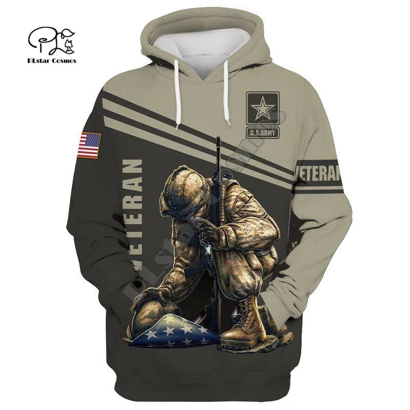 PLstar Cosmos NewFashion Army Military Camo Veteran Suits Marine Retro Tracksuit 3DPrint / ϶ Funny Zip Hoodie